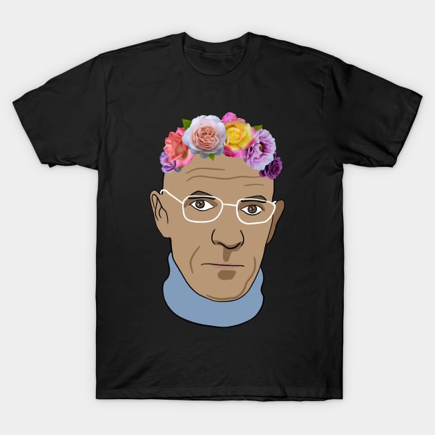 Michel Foucault - Portrait With Flower Crown T-Shirt by isstgeschichte